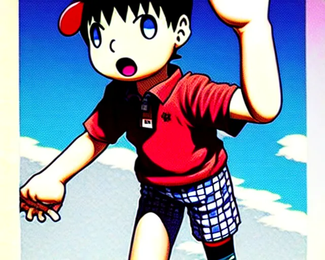 Prompt: ness from earthbound, highly detailed anime illustration, by takeshi obata, yoshitaka amano, ross tran, hirohiko araki, koyoharu gotouge