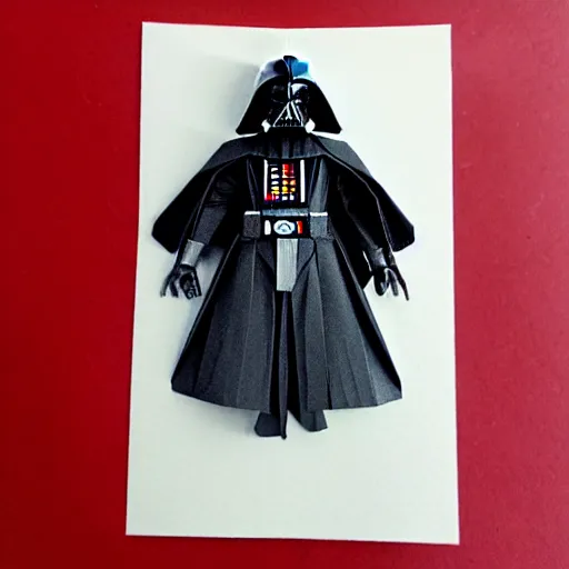 Image similar to darth vader origami, highly detailed