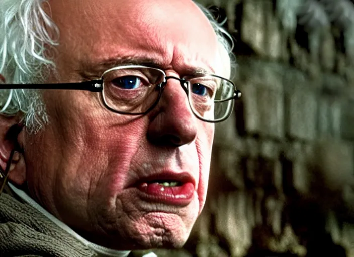 Image similar to film still of bernie sanders as aragorn in lord of the rings movie, 8 k