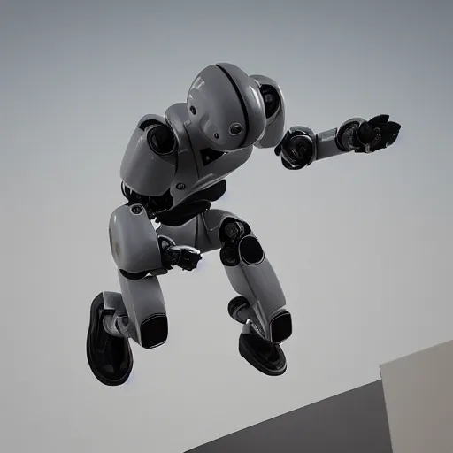 Prompt: a robot performing parkour, octane render, 3D