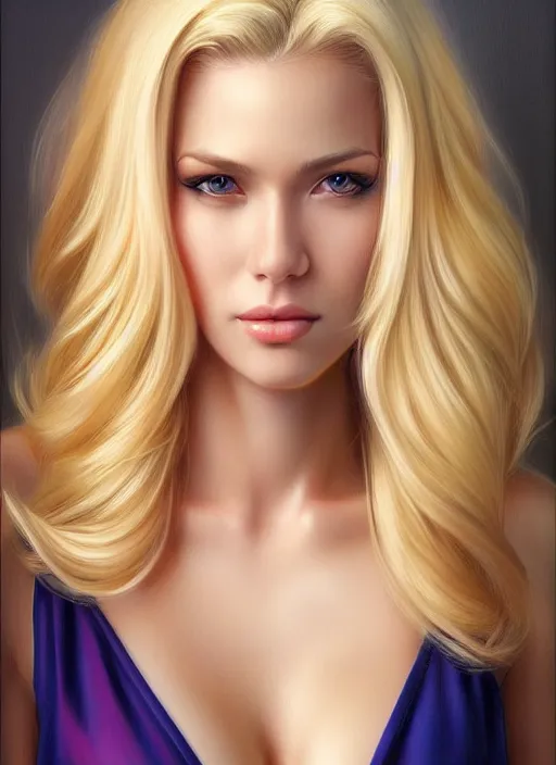 Image similar to full length body photo of a gorgeous blonde female in the style of stefan kostic, realistic, professionally, professionally color graded, sharp focus, 8 k high definition, insanely detailed, intricate, elegant, art by stanley lau and artgerm