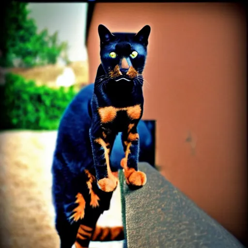 Image similar to a feline rottweiler - cat - hybrid, animal photography