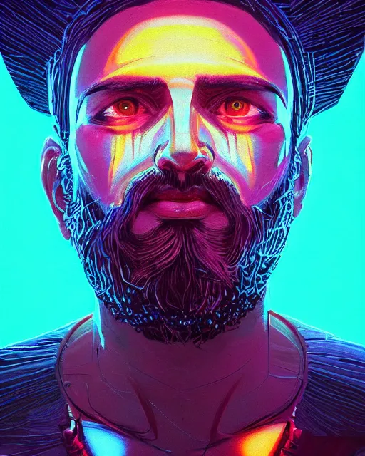 Prompt: portrait of jesus with neon cute giant eyes, intricate abstract. intricate artwork, by tooth wu, wlop, beeple, dan mumford. concept art, octane render, trending on artstation, greg rutkowski very coherent symmetrical artwork. cinematic, key art, hyper realism, high detail, octane render, 8 k, iridescent accents