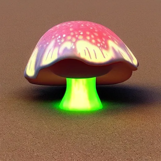 Prompt: “ photo of a glowing alien mushroom, super realistic ”