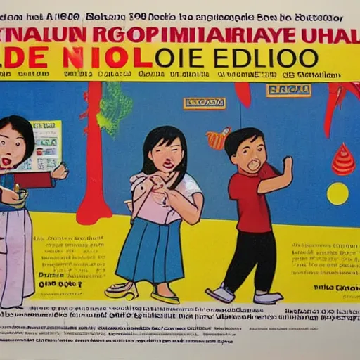 Image similar to a 1 9 9 0 s singapore public education poster