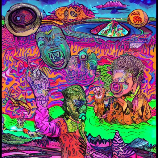 Image similar to a weird lsd dream, highly detailed