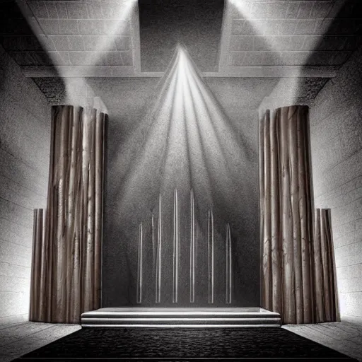 Image similar to Digital art of the throne room Imperial matte finish, ominous dramatic wide angle, god rays