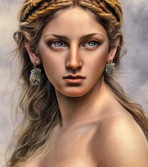 Image similar to drawing of the beautiful greek goddess aphrodite, fantasy art, hyper realistic, amazing detail, in the style of robert rutkowski