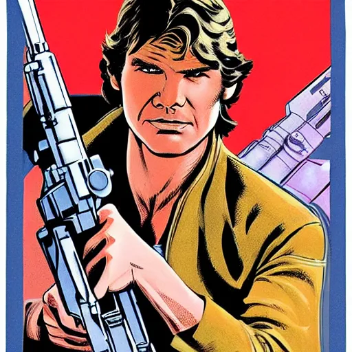 Prompt: han solo holding a pistol by will eisner