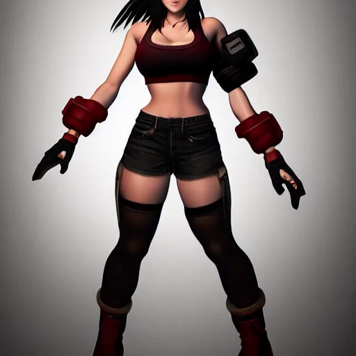 Prompt: full body shot of tifa lockhart, concept art trending on artstation