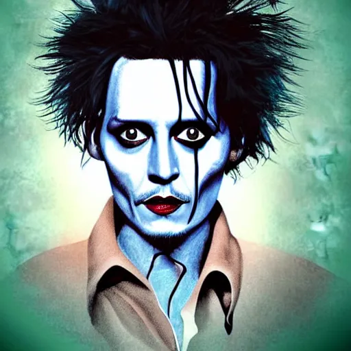 Image similar to portrait of johnny depp as edward scissorhands, highly detailed, centered, solid color background, digital painting