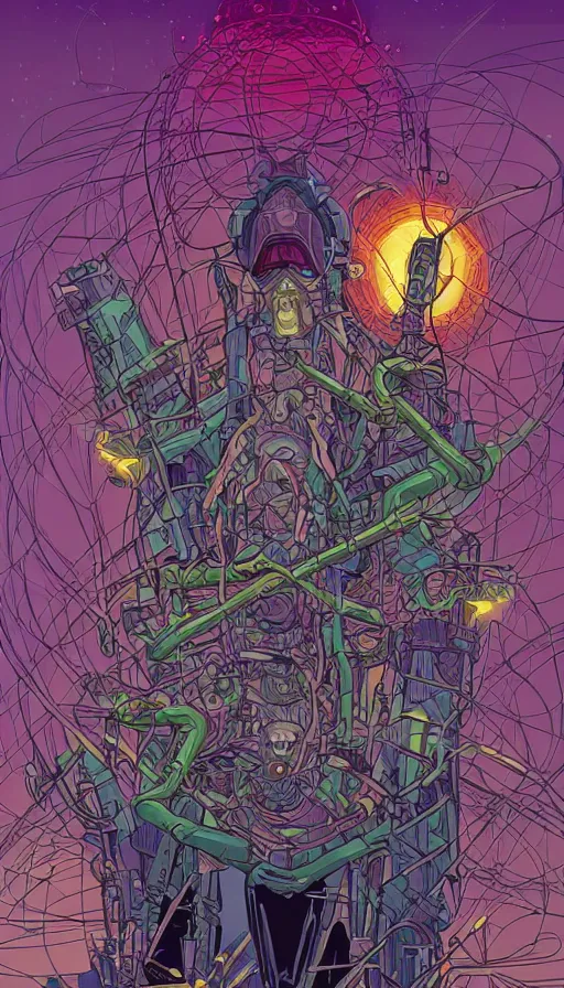 Image similar to Vecna , futurism, da vinci, Dan Mumford, Josan Gonzalez