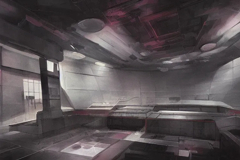 Image similar to “Black Mesa interior before the resonance cascade, HD, digital painting, concept art by Jason Chan”