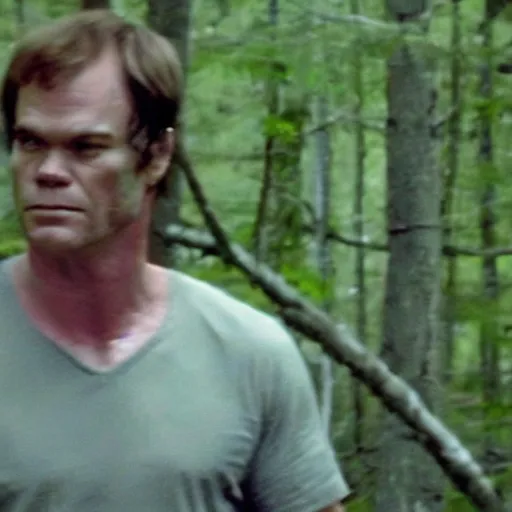 Prompt: dexter morgan as sasquatch found footage grainy photo