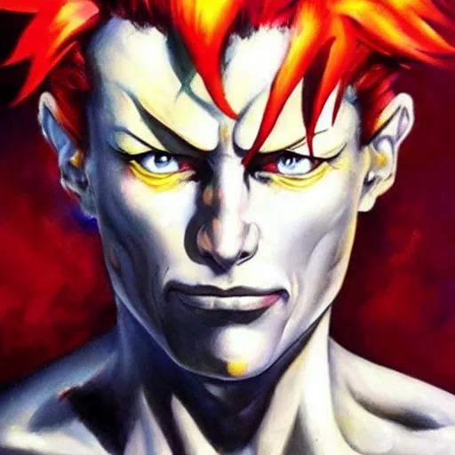 Image similar to ultra realistic painting of hisoka, art by frank frazetta, 4 k, ultra realistic, highly detailed, epic lighting