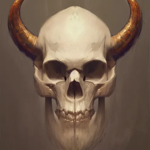 Prompt: a beautiful artwork portrait of a viking skull with horns study by greg rutkowski , featured on artstation, norse mythology, valhalla