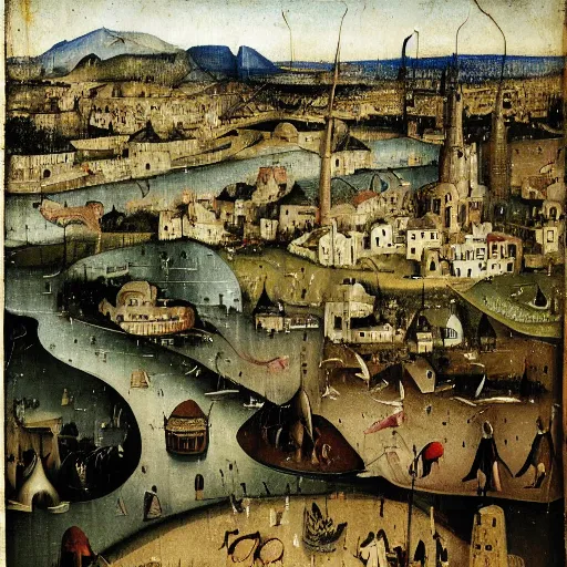 Prompt: zakho city by hieronymus bosch,