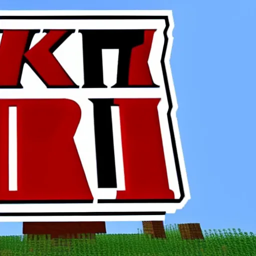 Image similar to kfc logo as statue in minecraft metaverse