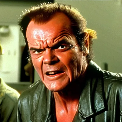 Image similar to Jack Nicholson plays Terminator mixed with Pikachu, horror film