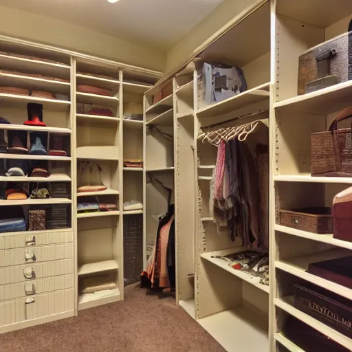 Prompt: walk in closet as big as a library