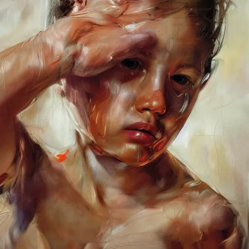 Image similar to high quality high detail painting by jenny saville, hd, pretty girl daydreaming, wind, photorealistic lighting