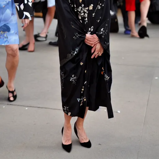 Image similar to Sharon Stone wearing a black Kimono with an intricate flower pattern, XF IQ4, f/1.4, ISO 200, 1/160s, 8K, RAW, unedited, symmetrical balance, in-frame