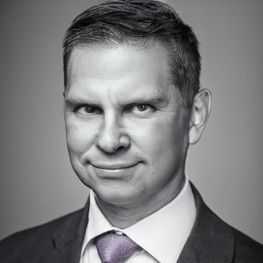 Image similar to augustus aloysius corporate portrait, senior sales marketing acquisitions ceo executive vp, purple green color scheme, professional studio lighting, hyperreal detailed lifelike facial features, corporate portraiture photographed by james robinson