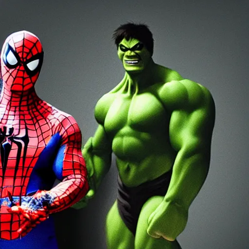 Image similar to hulk as Spiderman with thorn out costume