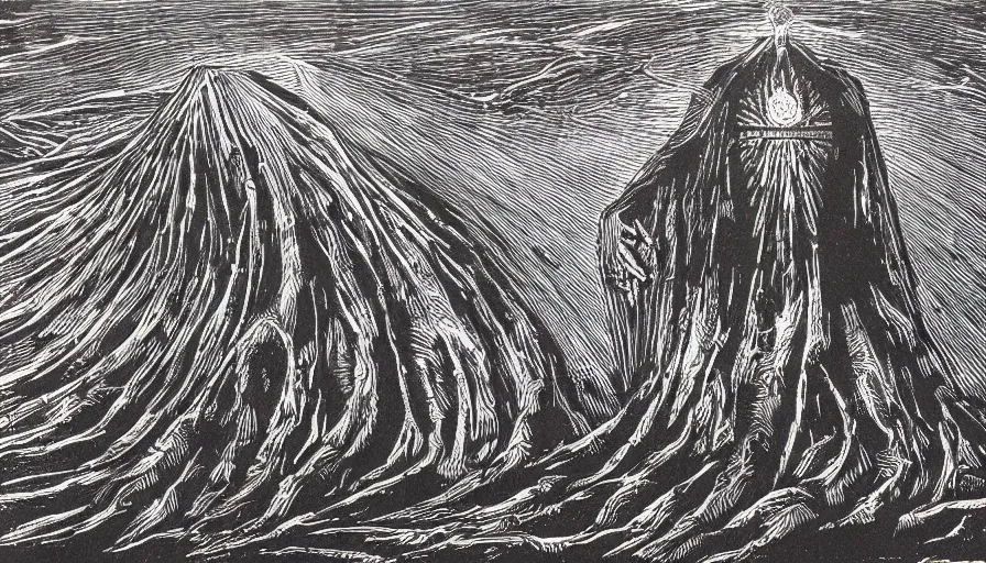 Prompt: linocut print of the apocalypse, mind map, dante, beksinski, ink, detailed, clean lines