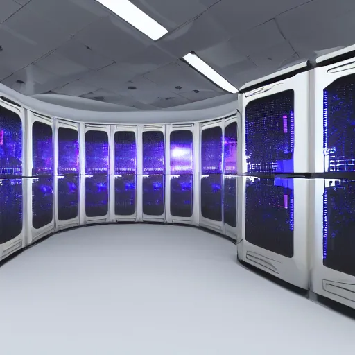 Prompt: photo of a scifi supercomputer mainframe ai core 4 k octane render photorealistic movie grade quality