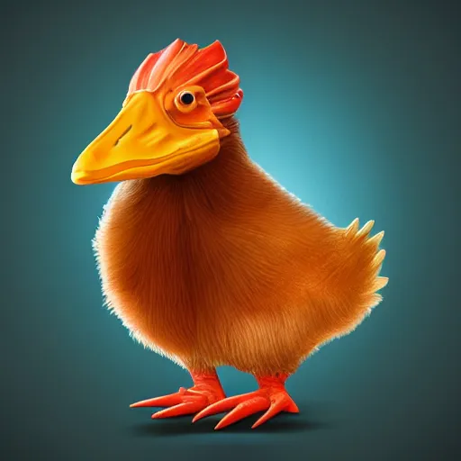 Image similar to digital illustion of chicken with a platypus head and muskrat legs, deviantArt, artstation, artstation hq, hd, 4k resolution