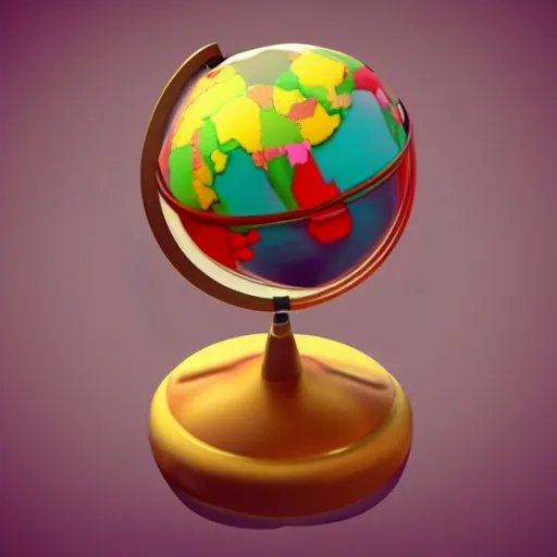 Image similar to isometric globe conept in a cartoony style, 3 d render