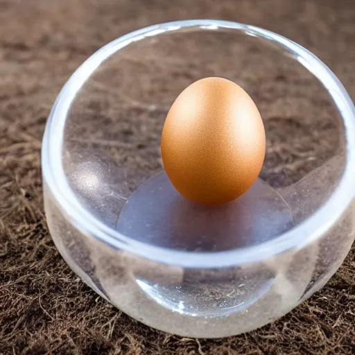 Prompt: hatching of a transparent golden egg