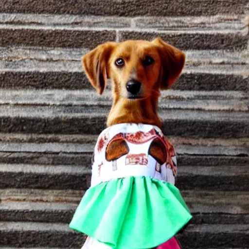 Prompt: a dog wearing a dress