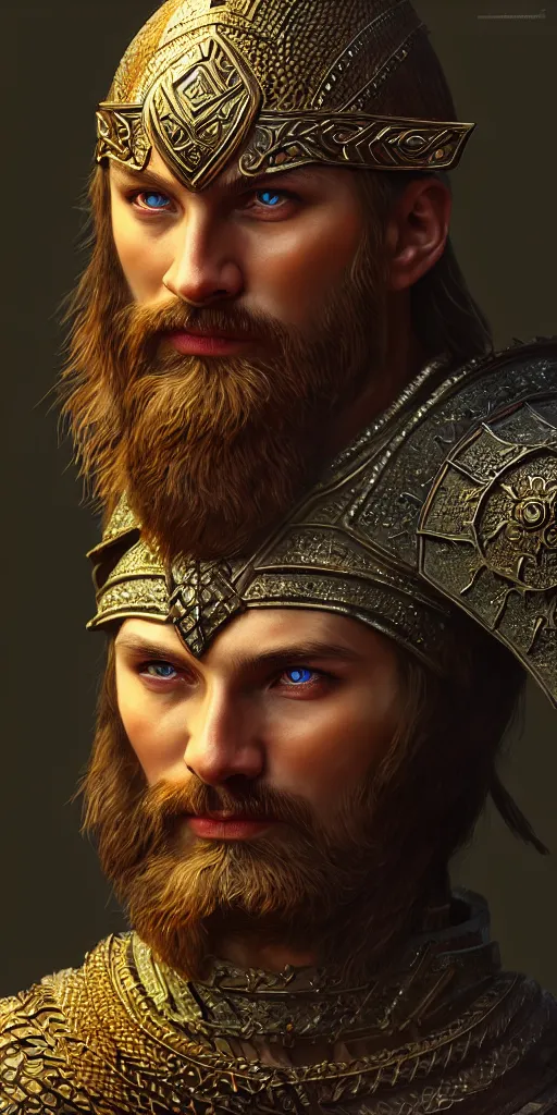 Image similar to ancient Slavic warrior, diffuse lighting, fantasy, intricate, elegant, highly detailed, lifelike, photorealistic, digital painting, artstation, illustration, concept art, smooth, sharp focus, art by Evgeny Epanchintsev and Sergey Samuilov and SunWoo Lee and Alexander Stepanchikov