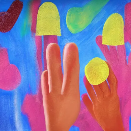 Prompt: artist impression of Happiness, finger painting