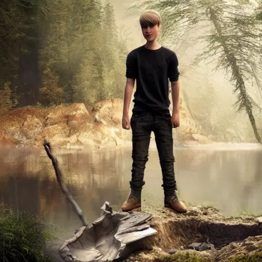 Prompt: hyperrealistic dslr film still of justin bieber constructing beaver dam, stunning 8 k octane comprehensive 3 d render, inspired by istvan sandorfi & greg rutkowski & unreal engine, perfect facial symmetry, dim volumetric cinematic lighting, extremely hyper - detailed, incredibly real lifelike attributes & flesh texture, intricate, masterpiece, artstation, stunning