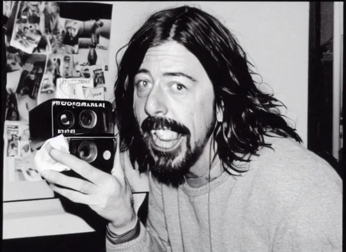 Image similar to polaroid movie still of dave grohl in the movie home alone