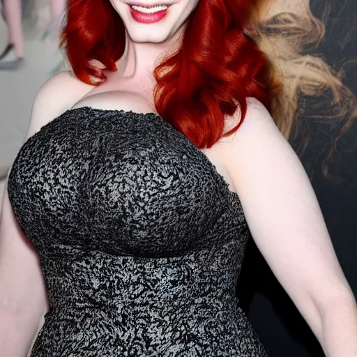 Prompt: average photo of Christina Hendricks sticking out her very long tongue 8k