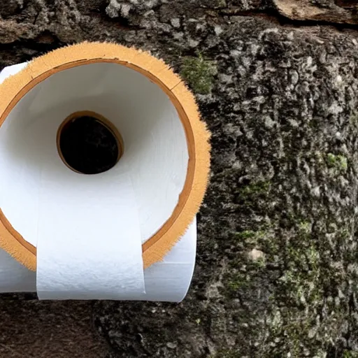Prompt: a toilet paper roll on a mountain