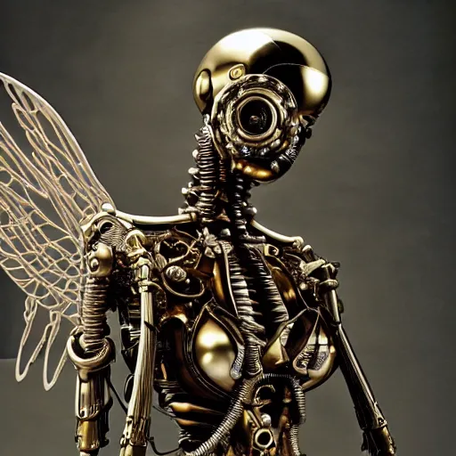 Prompt: still frame from Prometheus movie by Makoto Aida, biomechanical vespa angel gynoid, metal couture by neri oxmn by Guo pei by giger, editorial by Malczewski and by Caravaggio