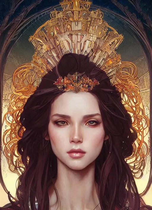 Image similar to selti as queen, incredibly detailed face, true anatomy, art by artgerm and greg rutkowski and alphonse mucha
