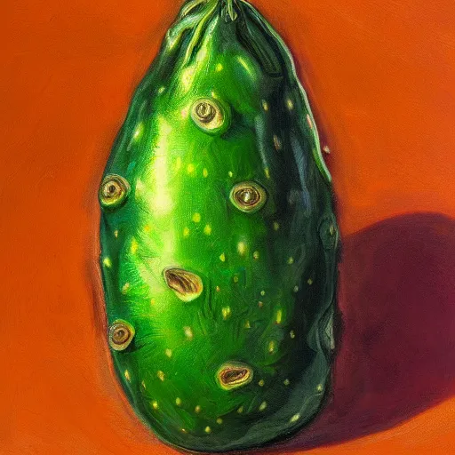 Image similar to angry pickle. hyperdetailed photorealism