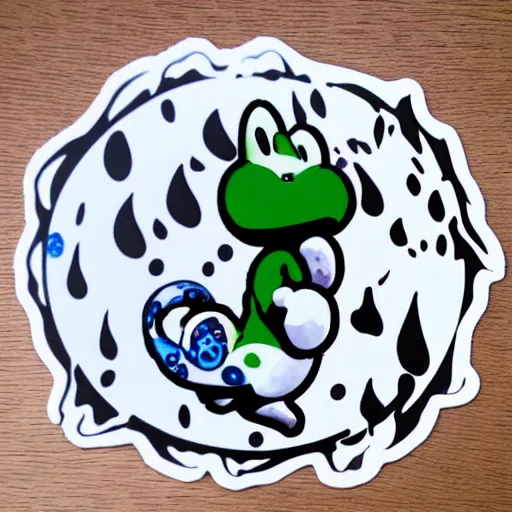 Image similar to symmetrical die cut sticker, yoshi from yoshi's island, splatter paint