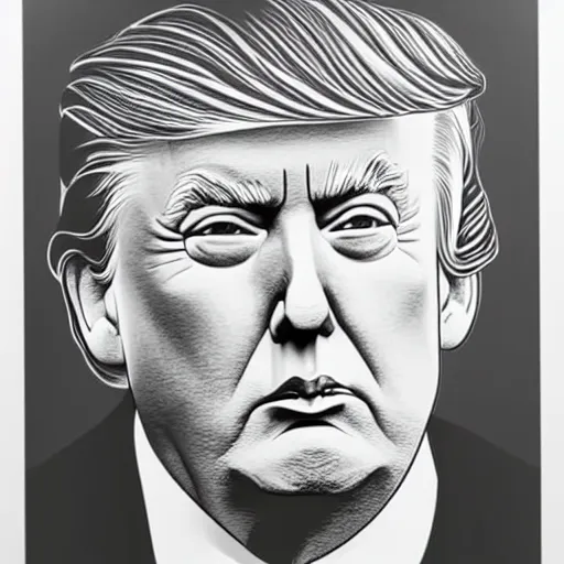 Image similar to a single line portrait of Donald Trump