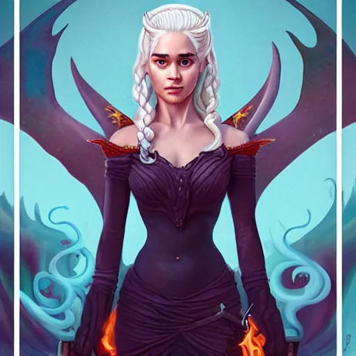 Prompt: lofi daenerys targaryen portrait with fire flaming dragons, queen of dragons, Pixar style, by Tristan Eaton Stanley Artgerm and Tom Bagshaw.