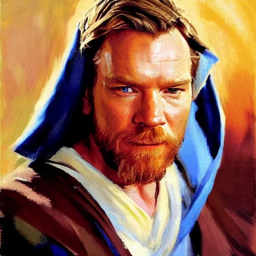 Image similar to portrait of ewan mcgregor as obi wan kenobi by gregory manchess