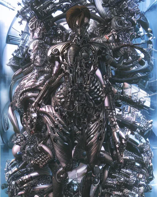 Image similar to matrix by masamune shirow, biomechanical, 4 k, hyper detailed