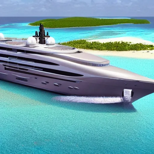 Prompt: “ a mega yacht in the middle of the bahamas, 4 k, digital art, ultra detailed ”