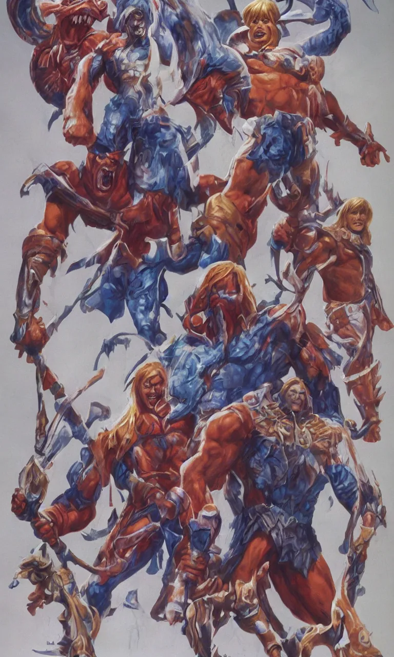 Prompt: giant he - man full body character design by alex ross